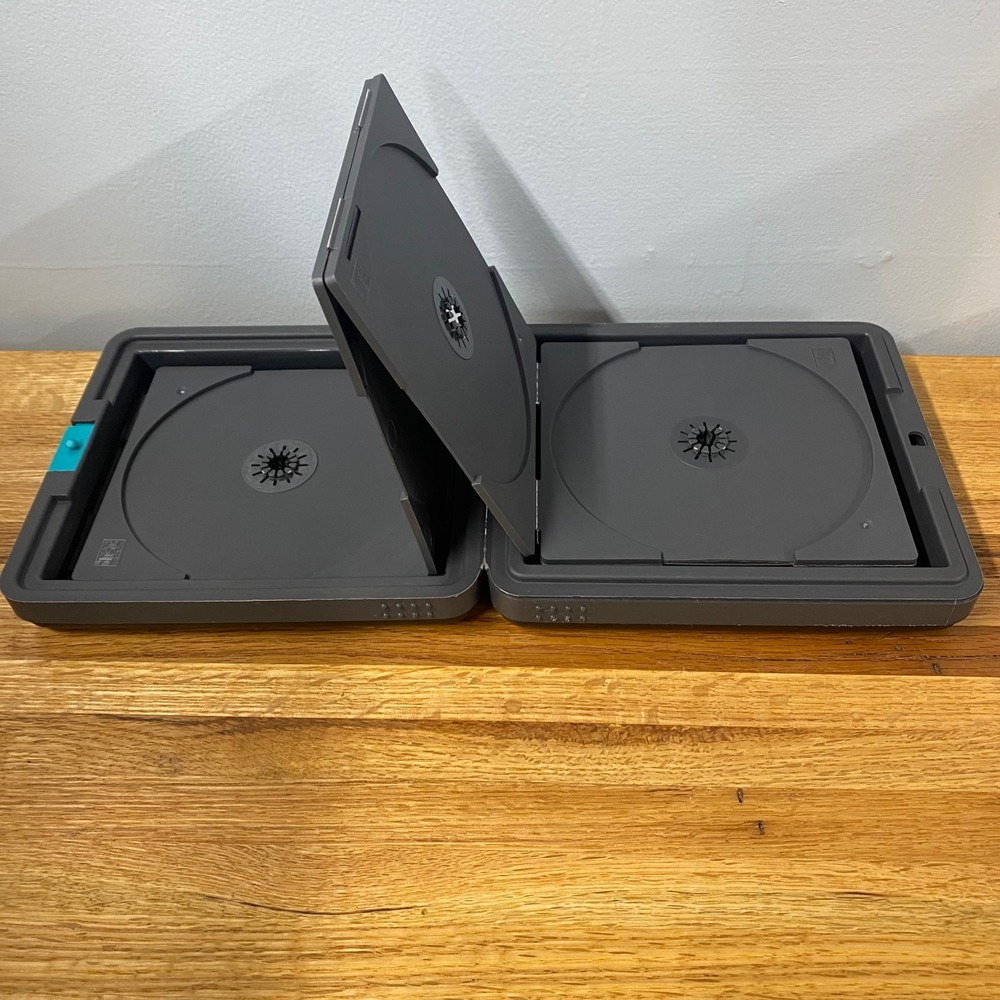 Laserline CD Storage Case Portable 12 Disc Holder Hard Shell Wallet Black Teal